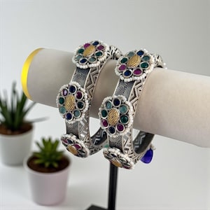 German silver designer kada- Indian fusion jewelry image 1