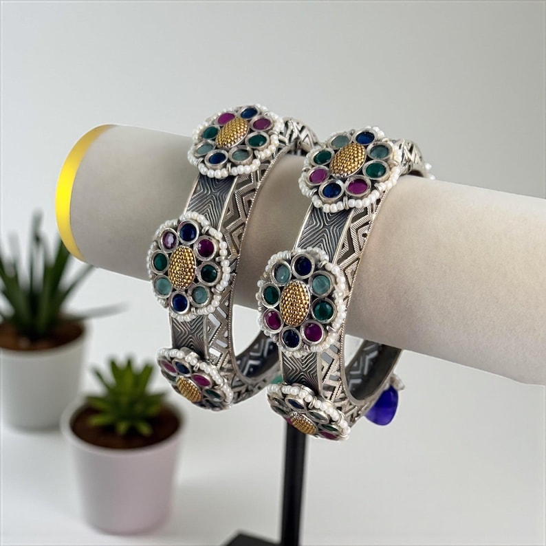 German silver designer kada- Indian fusion jewelry image 1