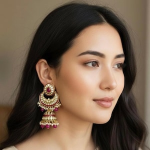 Designer Kundan jhumka/Ethnic Indian earrings/statement wedding jewelry
