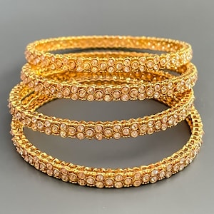 Gold Reverse AD Armreifen / Polki Armreifen / Goldstein Armreif / indischer Armreif Armband / Braut Armreifen / indischer Bollywood Schmuck / 4 Armreifen