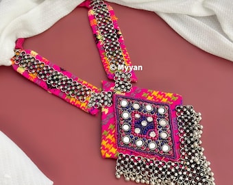 Multicolor Afghani Cloth Statement Necklace – Oxidized Tribal Jewelry