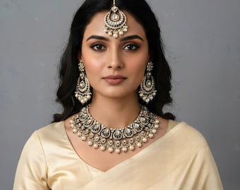 Aadhya ungeschliffenes Polki Brautschmuck Set