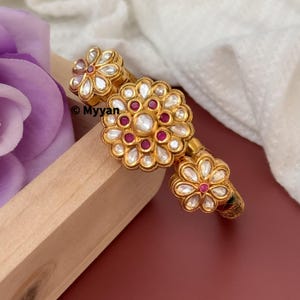 Pulseira AC Kundan de qualidade premium/pulseira kada aberta em rubi e ouro/joias Jadau kundan/pulseiras de noiva/Kangan banhado a ouro/presente para mulheres