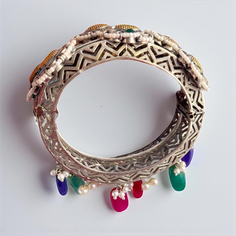 German silver designer kada- Indian fusion jewelry image 3