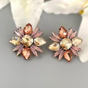 IngeSight.Z Luxury Full Rhinestone Crystal Hollow Flower Stud
