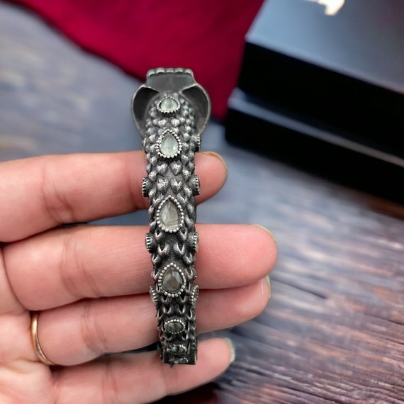 Premium Quality Oxidized Elephant Kada Bangle/oxidized Black Metal Finish  Openable Kada/indian Boho Jewelry/brass Bangle/tribal Jewelry 