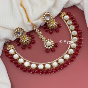 Delicate kundan necklace/single line kundan jewelry set/kundan mala/Bollywood jewelry/kids necklace/wedding jewelry/Gift for her