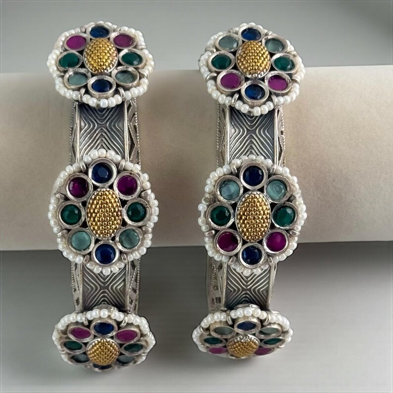 German silver designer kada- Indian fusion jewelry image 2