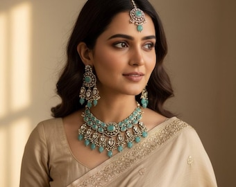 Misha Polki Kundan Choker with Tika
