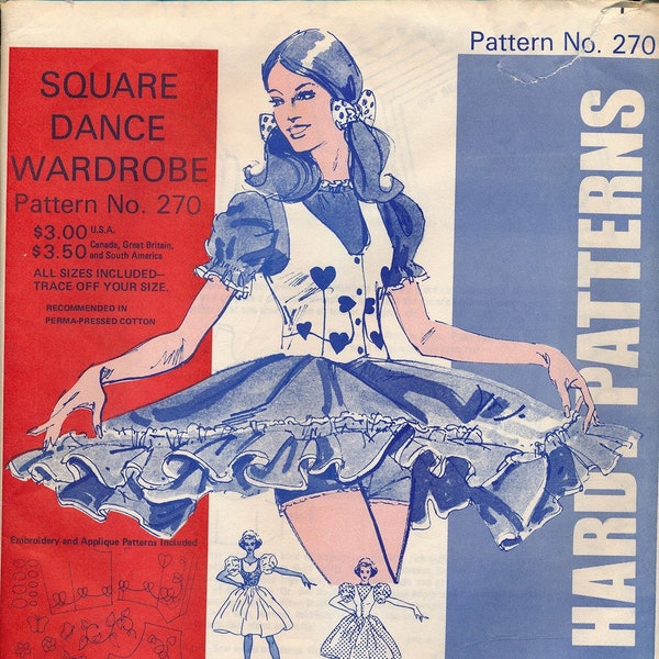 Jean Hardy Patterns 270 Square Dance Wardrobe // Vintage. Sewing Pattern // Complete // Pattern has been Cut / 1972