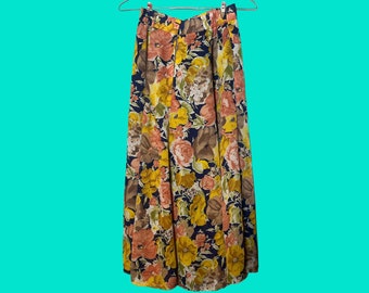 Small // Long Floral Skirt // Circle Skirt // Retro Rockabilly Classic Skirt