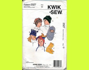 Kwik Sew 2527 // Hats and Socks // Adult & Chidden Sizes // Vintage. Sewing Pattern // Complete // Pattern has been Cut