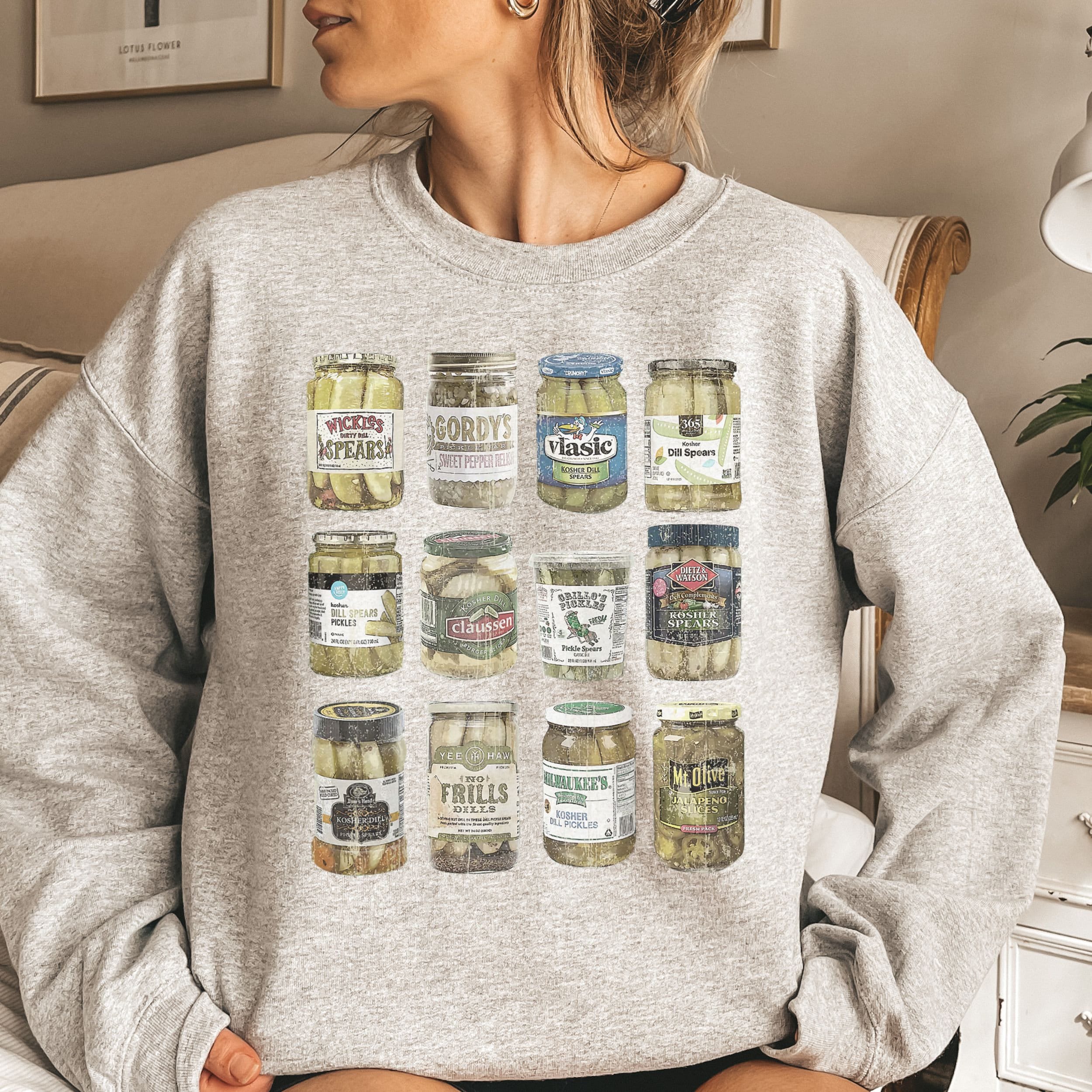 Vintage Canned Pickles Sweatshirt, Pickle Lovers Sweatshirt, Cool Pickle Sweatshirt