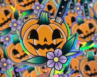Pumpkin Slice - Vinyl Holographic Sticker