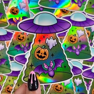 Spooky UFO - Vinyl Holographic Sticker