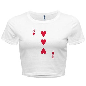 Three 3 of Hearts Playing Card Romy and Michele - Women&#39;s Crop Top