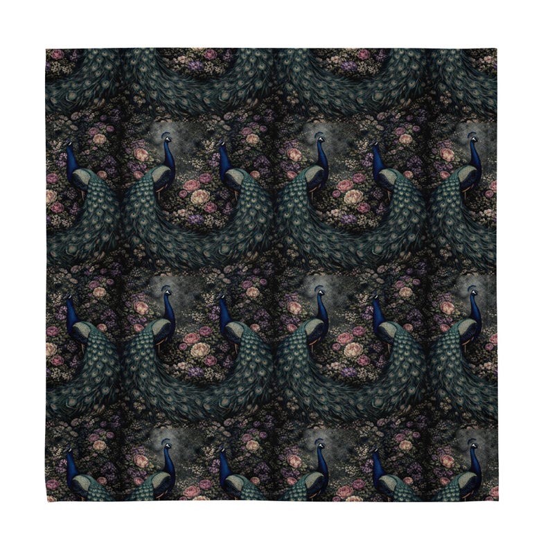 Dark Academia Peacock Floral Cloth Napkins, Moody Gothic Table Linens ...