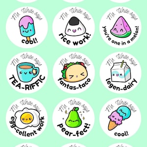 30 custom FOOD PUN-docentstickers: lerarenbeloningen, aangepaste stickers, gepersonaliseerd met naam leraar
