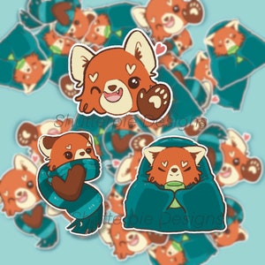 Kawaii gezellige rode panda sticker set - laptop sticker - vinyl sticker