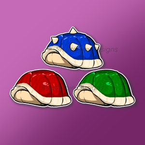 Super Mario realistische Muscheln Vinyl Aufkleber - Koopa Muschel - blaue Muschel - Videospiel Essen Aufkleber - Laptop Aufkleber - Vinyl Aufkleber