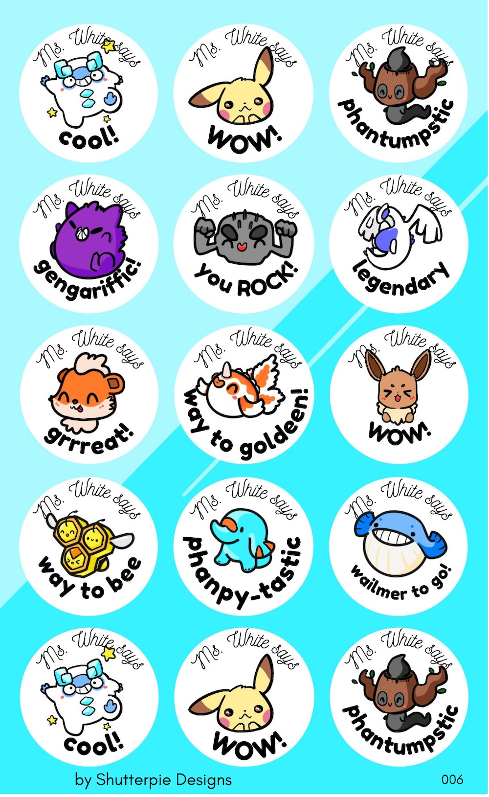 30X Custom Pokemon Pun Teacher Stickers - Teacher Rewards, Custom Stickers, Personalized With Teacher'S Name Bespoketshirt Collections