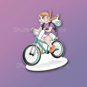 Adesivo ragazza bicicletta Kawaii - adesivo per laptop - decalcomania in vinile