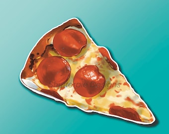 Realistic pizza sticker - food sticker - laptop sticker - vinyl decal - realistic pepperoni pizza