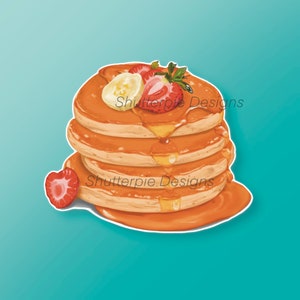 Sticker crêpe réaliste - sticker alimentaire - sticker pour ordinateur portable - sticker vinyle - crêpe banane fraise
