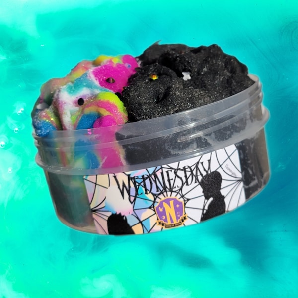 Wednesday Addams Themed Icee Slime ~ Mystery Spooky Scented Slime ~ Florescent Slime ~ Emo Slime ~ Black Slime ~ Slime Shop