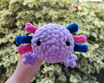 Crochet Bisexual Pride Axolotl | Amigurumi Axolotl | Handmade Plushie | LGBTQ+ Axolotl Plushie