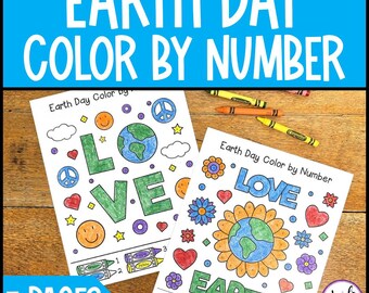 Earth Day Color by Number, Earth Day Coloring Pages for Kids,  Earth Day Activities for Kids, Earth Day Activities for Kids Printable