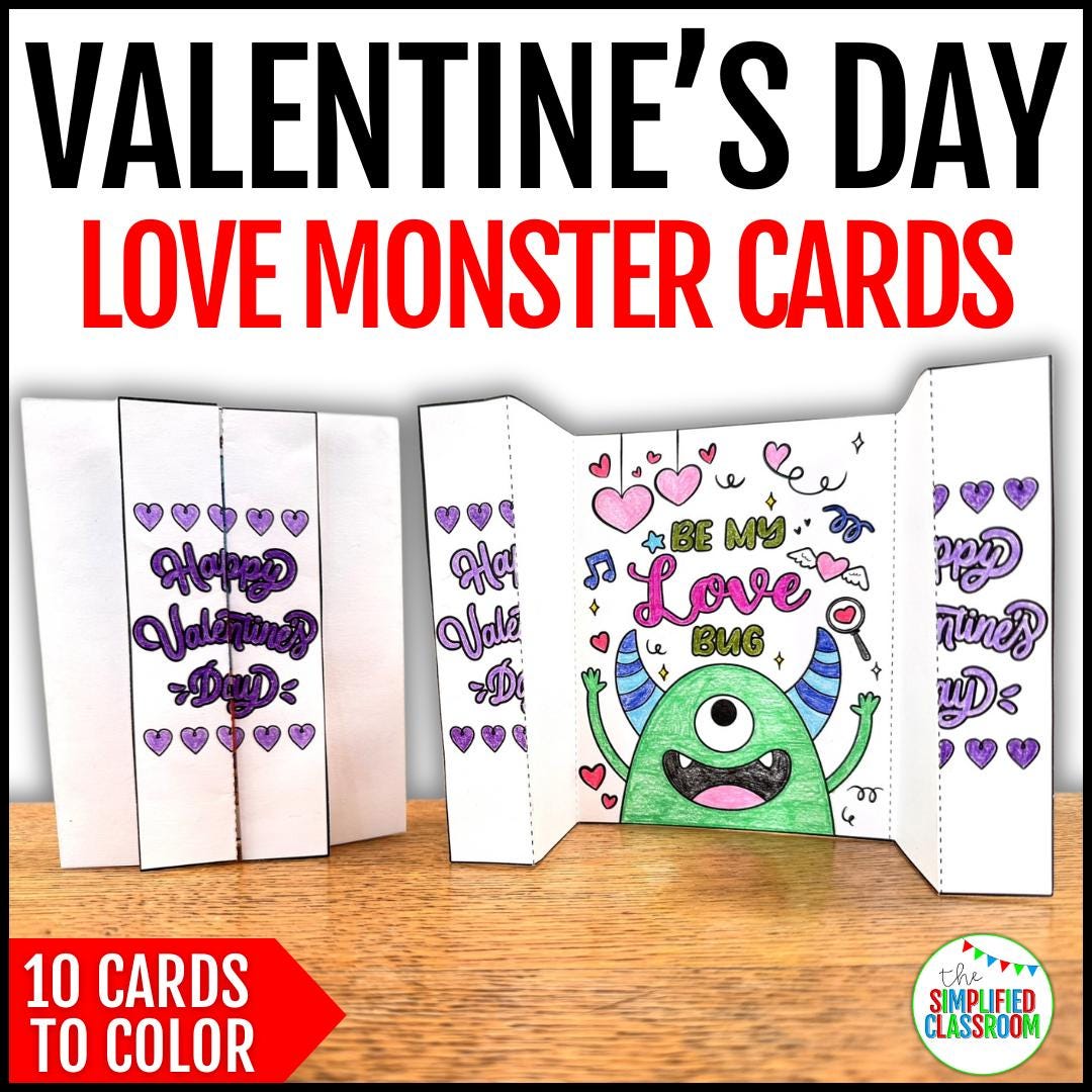 Happy Valentines Day Cards Love Monster Printable Coloring Valentine ...