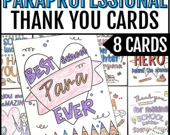 Paraprofessional Appreciation Day, Paraprofessional Appreciation Gifts, Paraprofessional Appreciation Card, Thank You Cards