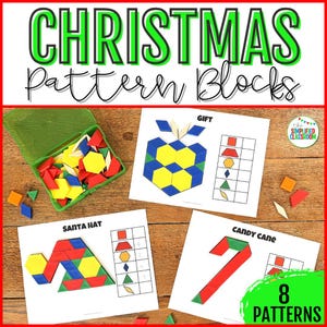 Christmas Tangrams, Christmas Pattern Block Mats, Printable Tangrams, Tangram Activities, Holiday Pattern Blocks