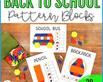Back to School Pattern Blocks Printable Task Cards, Tangram Puzzles, Pattern Block Mats, Tangram Patterns