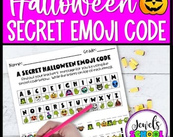 Halloween : déchiffrer le code, feuille d'exercices secrètes pour briser le code des emojis d'automne, travail du matin