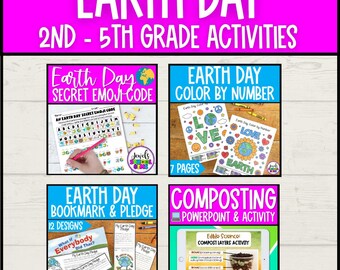 Earth Day Activities for Kids Printable, Earth Day Bingo Cards, Earth Day Color by Number, Earth Day Bookmark Printable, Earth Day Pledge