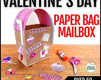 Valentine Mailbox Template Printable Valentine Box Template Valentine Bag Decorations Template Valentine Decorations School Collection Box