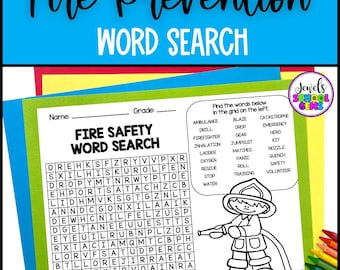 Folha de Caça-Palavras sobre Segurança contra Incêndios - Atividades da Semana de Prevenção de Incêndios - 2ª Série