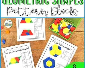 Geometric Shapes Pattern Blocks, Printable Tangrams, Pattern Block Shapes, Shape Mats, Shape Centers, Tangram Puzzles, Tangram Activities