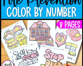 Páginas para colorir sobre segurança contra incêndio - Atividades da semana de prevenção de incêndio - Colorir por número