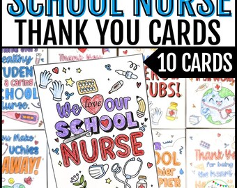 School Nurse Appreciation Coloring Page, School Nurse Appreciation Gifts, School Nurse Appreciation Day, Thank You Cards