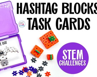 Hashtag Block Task Cards Fall - Fun STEM Challenges for Halloween and Thanksgiving