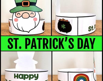 Leprechaun Headband Crown Hat Printable St Patricks Day Headband for Kids