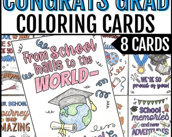 Congrats Grad, Congratulation Card for Graduation, Congratulations Coloring Page Card, Congratulations Graduate Cards