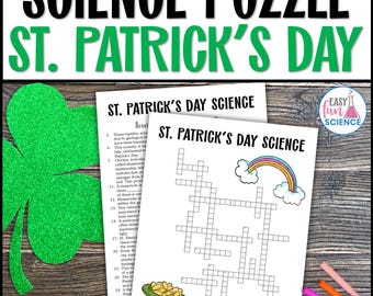 St Patricks Day Crossword Puzzle St Patricks Day Science St Patricks Day Worksheet St Patricks Day School Science Crossword
