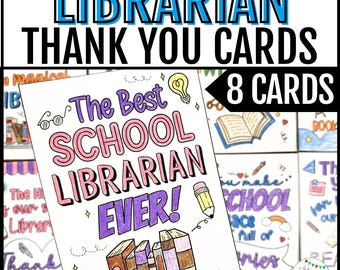 School Librarian Appreciation, School Librarian Appreciation Week, School Librarian Appreciation Card, Thank You Cards, Thank You Coloring