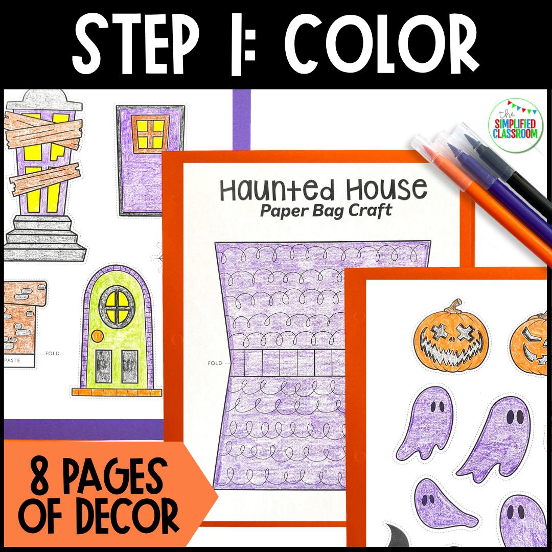 Halloween Paper Bag Craft - Haunted House Paper Bag Design a Haunted ...