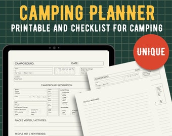 Camping Planner Checklist | Tent Glamping Check List Binder | Minimal Camping Planner | Travel Planner | Camping Printables | Camp Planner