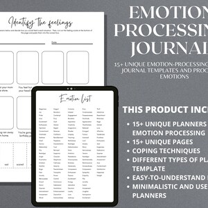 Emotion Processing Worksheets, Emotion List, Mental Health Printable, Emotions Poster, Emotion , Emotional Regulation Therapy Worksheets